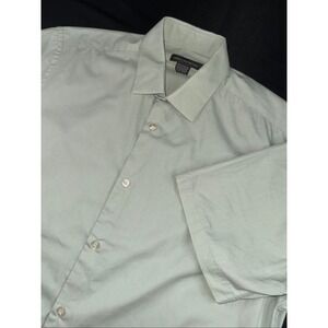French Connection Mens Short Sleeve Button Down Shirt Sage Green Large Cotton